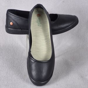 Softinos Black Leather Slip On Flat Sandals Women EU 40 US 9-9.5